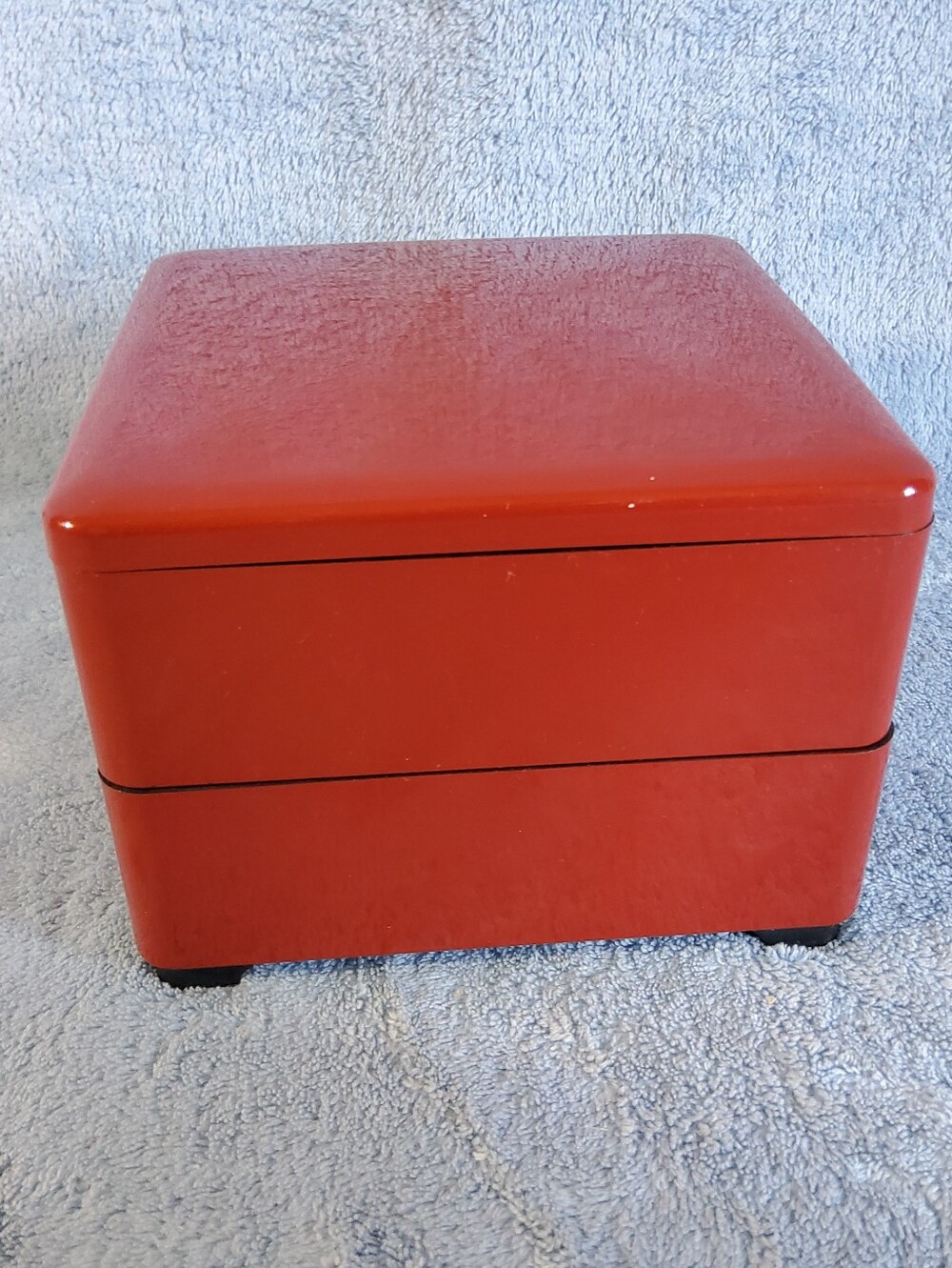 ​Vintage CMC Japan Red Stacked Bento Box Jubako 2 Tier Jewelry Trinket Organizer